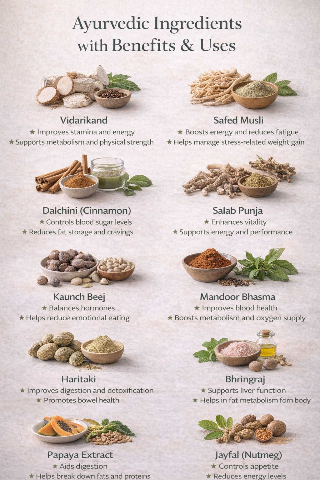 Ayurvedic Ingredients with Benefits & Uses