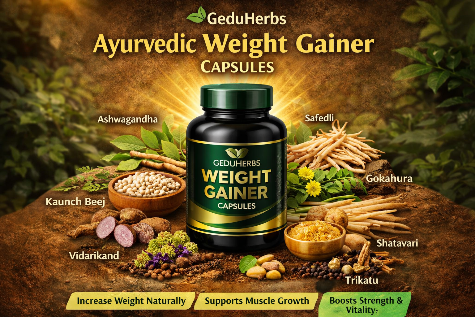 GeduHerbs Ayurvedic Weight Gainer Capsules