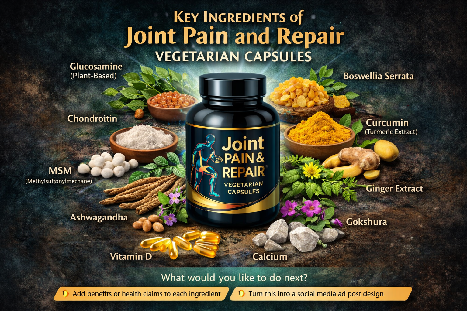 Key Ingredients of Joint Pain and Repair Vegetarian Capsules