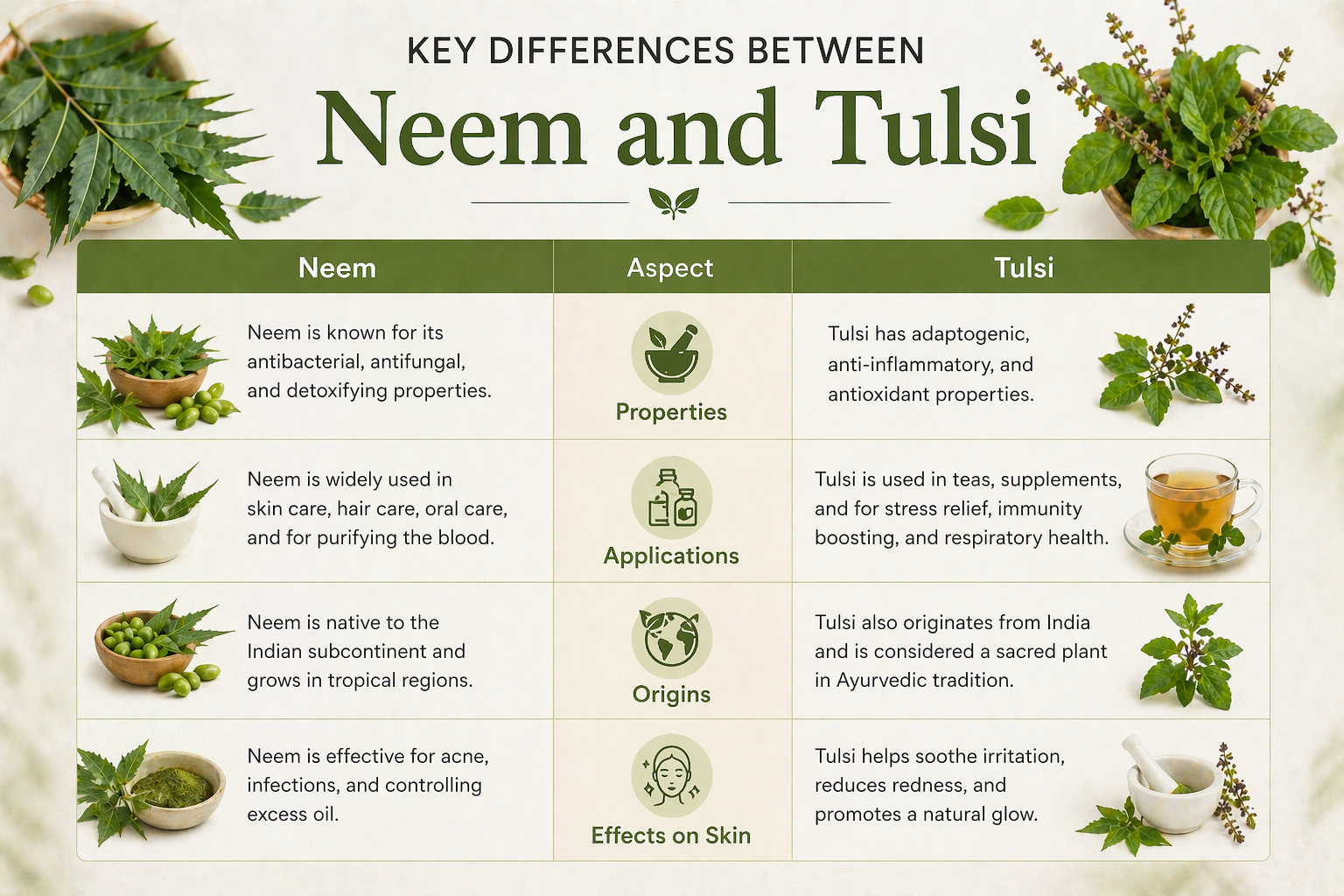 Key Differences Between Neem and Tulsi