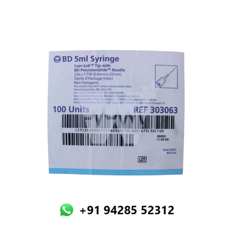 BD Luer-Lok 5mL Syringe with Needle - Image 3