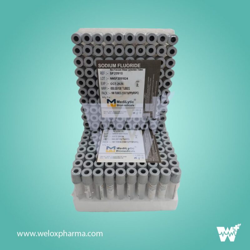 Medilytic Biomedicals Sodium Fluoride Non Vaccum Blood Collection Tube - Image 2