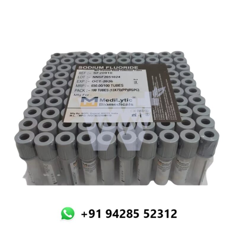 Medilytic Biomedicals Sodium Fluoride Non Vaccum Blood Collection Tube - Image 3